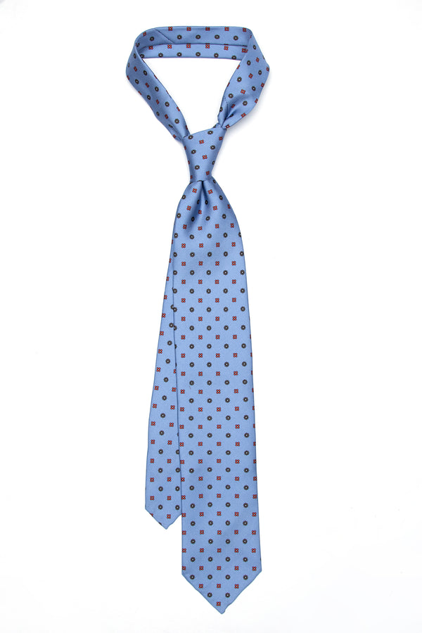 3-Fold Untipped Caruso English Silk – Floral Blue Avion
