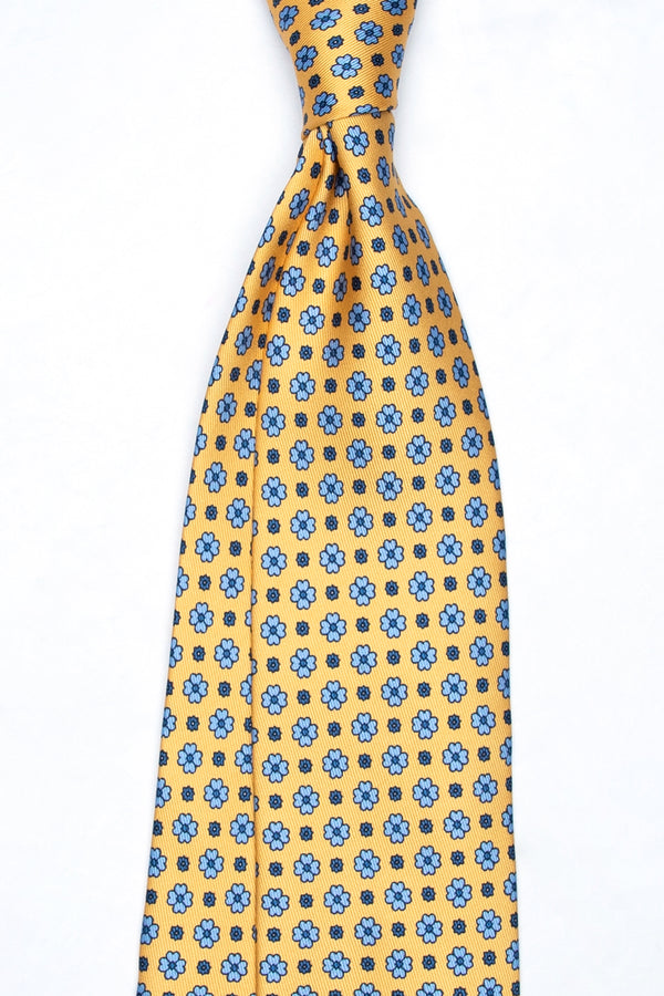 3-Fold Untipped Caracciolo Luxury English Silk – Floral Pattern Yellow