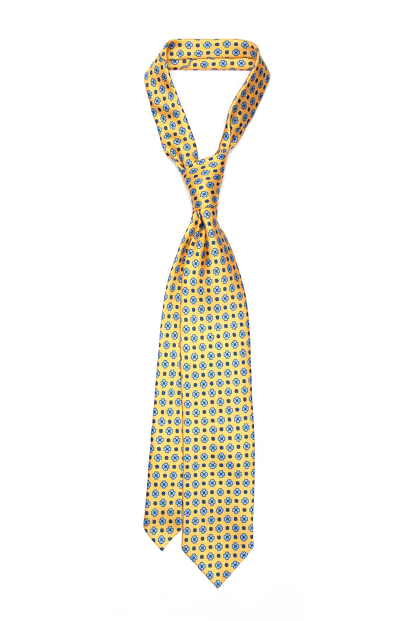 3-Fold Untipped Caracciolo Luxury English Silk – Floral Pattern Yellow