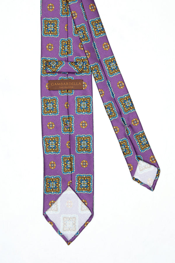3-Fold Untipped Napoli Luxury Vintage Silk Tie- Purple