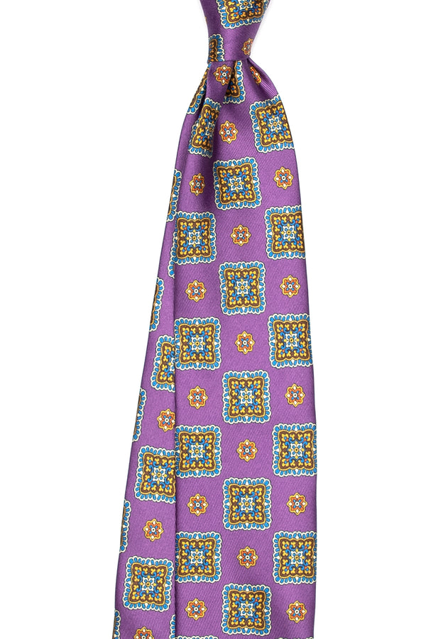 3-Fold Untipped Napoli Luxury Vintage Silk Tie- Purple