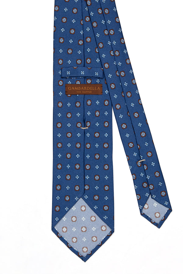 3-Fold Untipped Caruso English Silk – Floral Blue