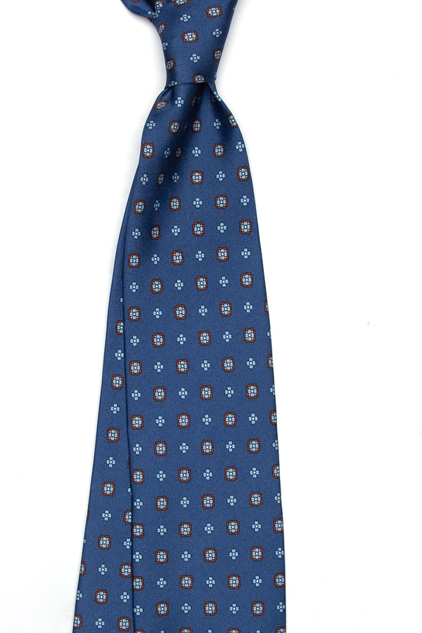3-Fold Untipped Caruso English Silk – Floral Blue