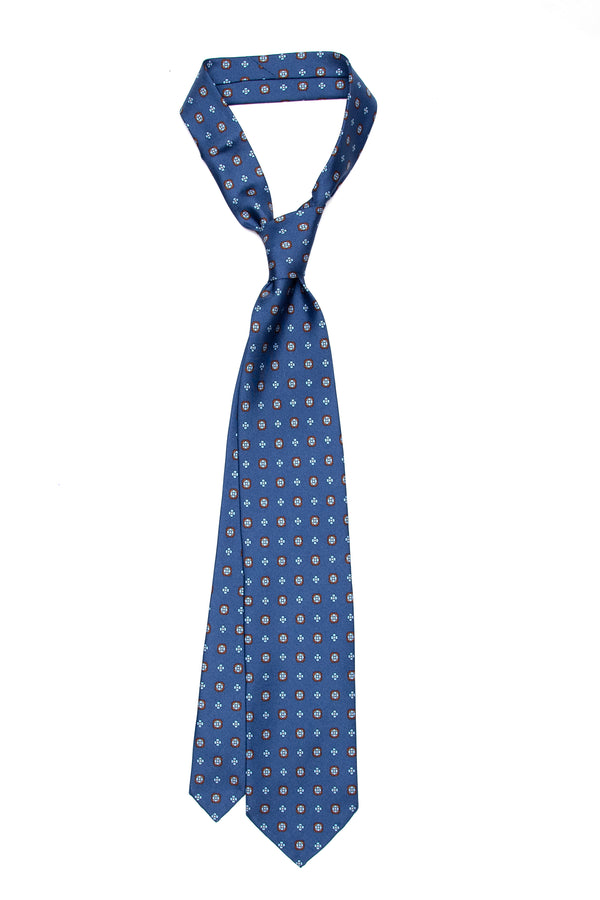 3-Fold Untipped Caruso English Silk – Floral Blue