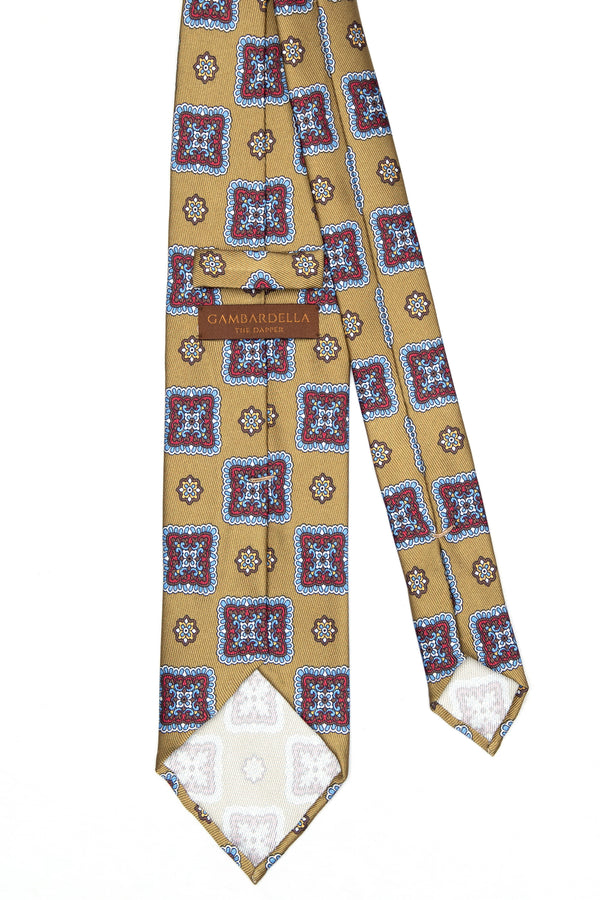 3-Fold Untipped Napoli Luxury Vintage Silk Tie- Olive Green