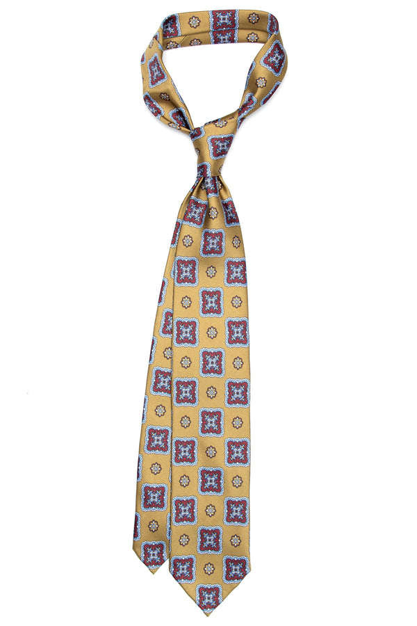 3-Fold Untipped Napoli Luxury Vintage Silk Tie- Olive Green