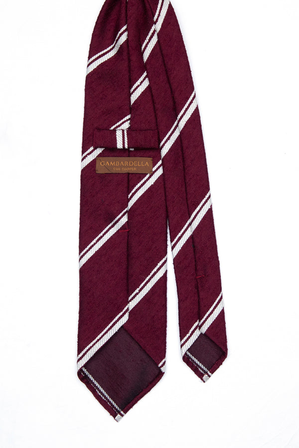 3-Fold Untipped Savoia Shantung Silk Tie - Bordeaux