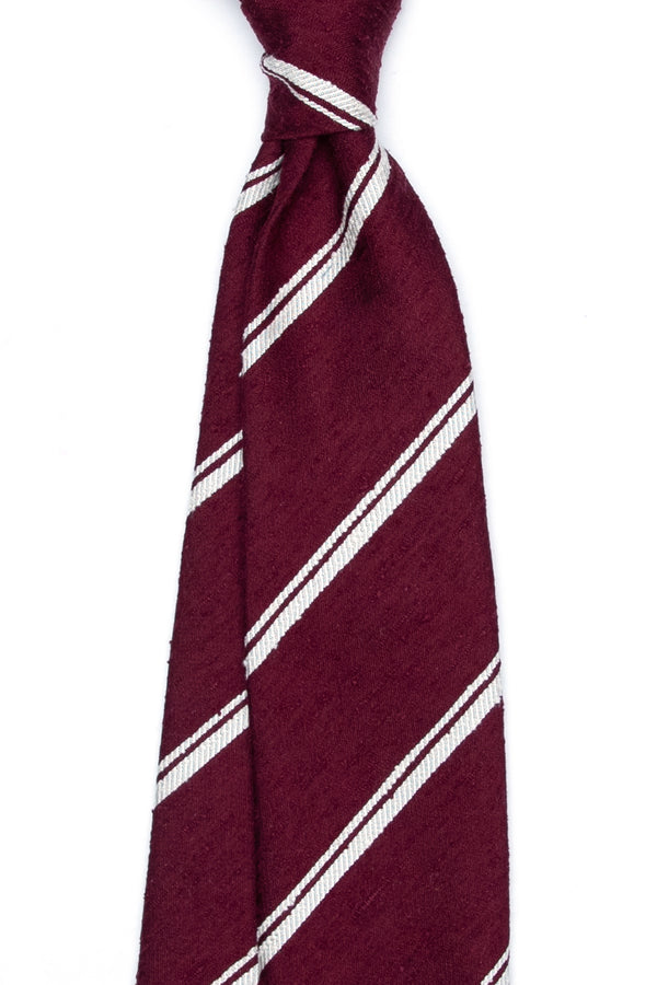 3-Fold Untipped Savoia Shantung Silk Tie - Bordeaux