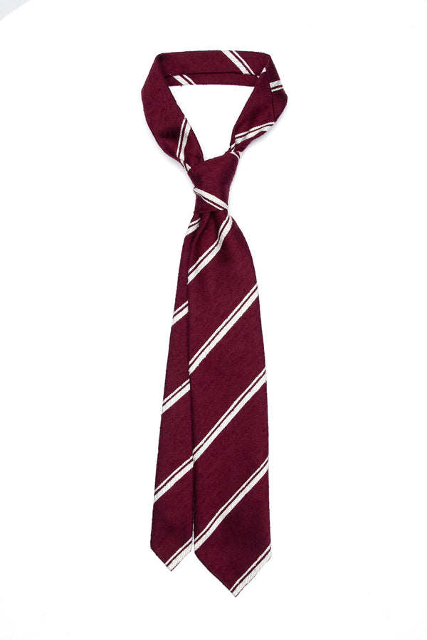 3-Fold Untipped Savoia Shantung Silk Tie - Bordeaux