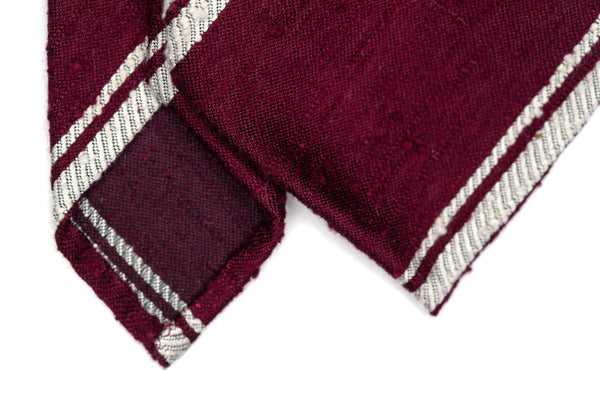 3-Fold Untipped Savoia Shantung Silk Tie - Bordeaux