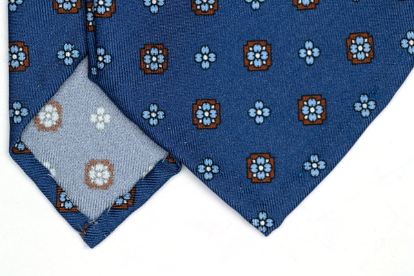 3-Fold Untipped Caruso English Silk – Floral Blue